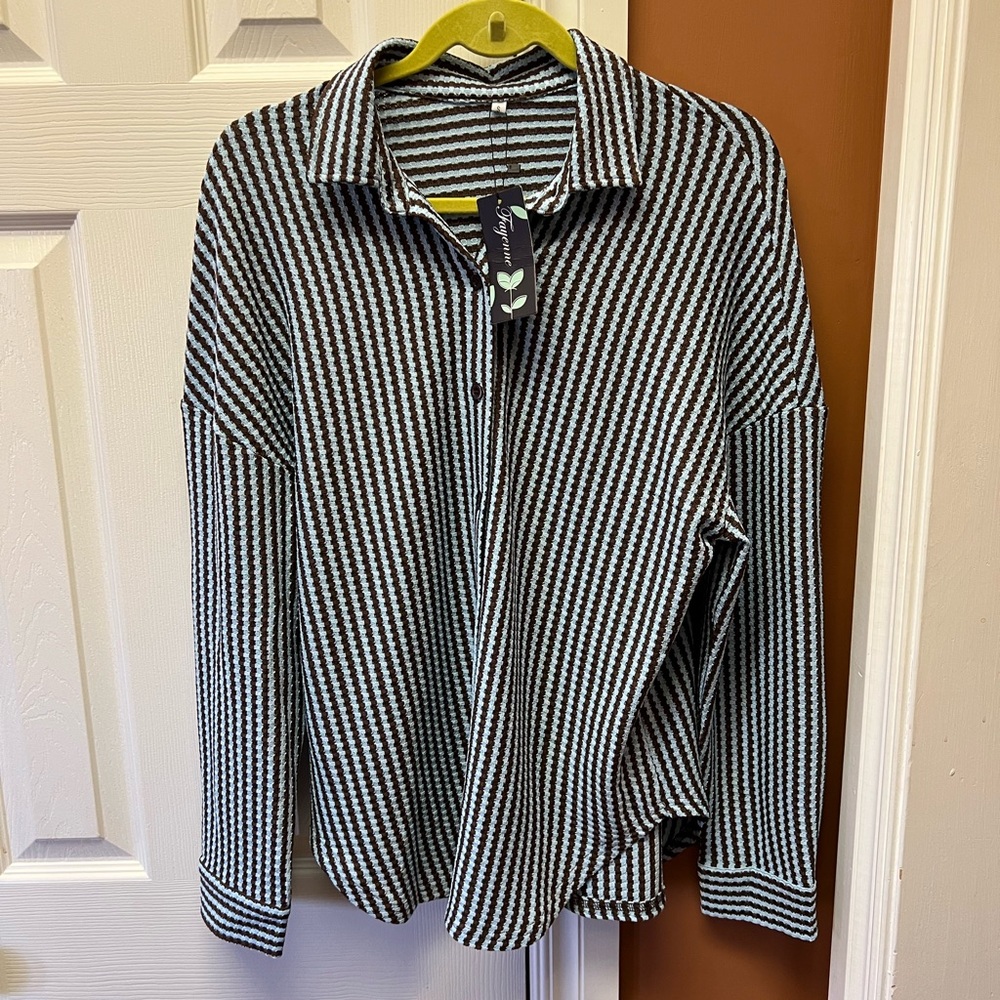 Elegant Striped Women's Button Down Shirt